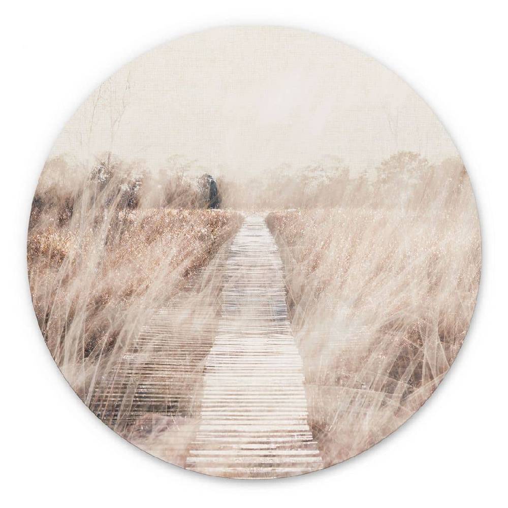 Kaeppel Wandbild Verträumte Landschaft mit Holzsteg - Imaginative - Alu-Dibond - Rund