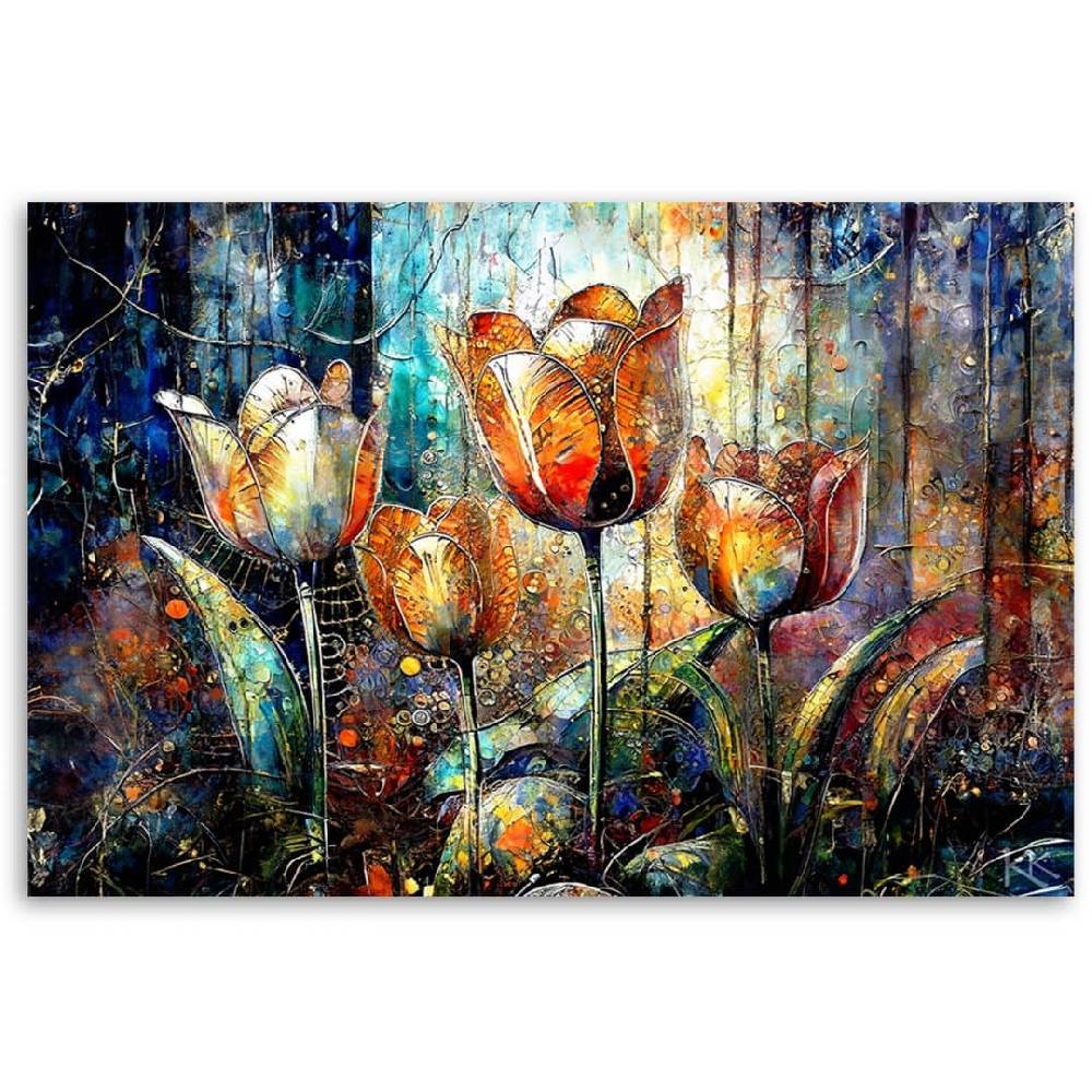 Kaeppel Leinwandbild, Blumen Bunt Abstraktion Begrenztes Angebot