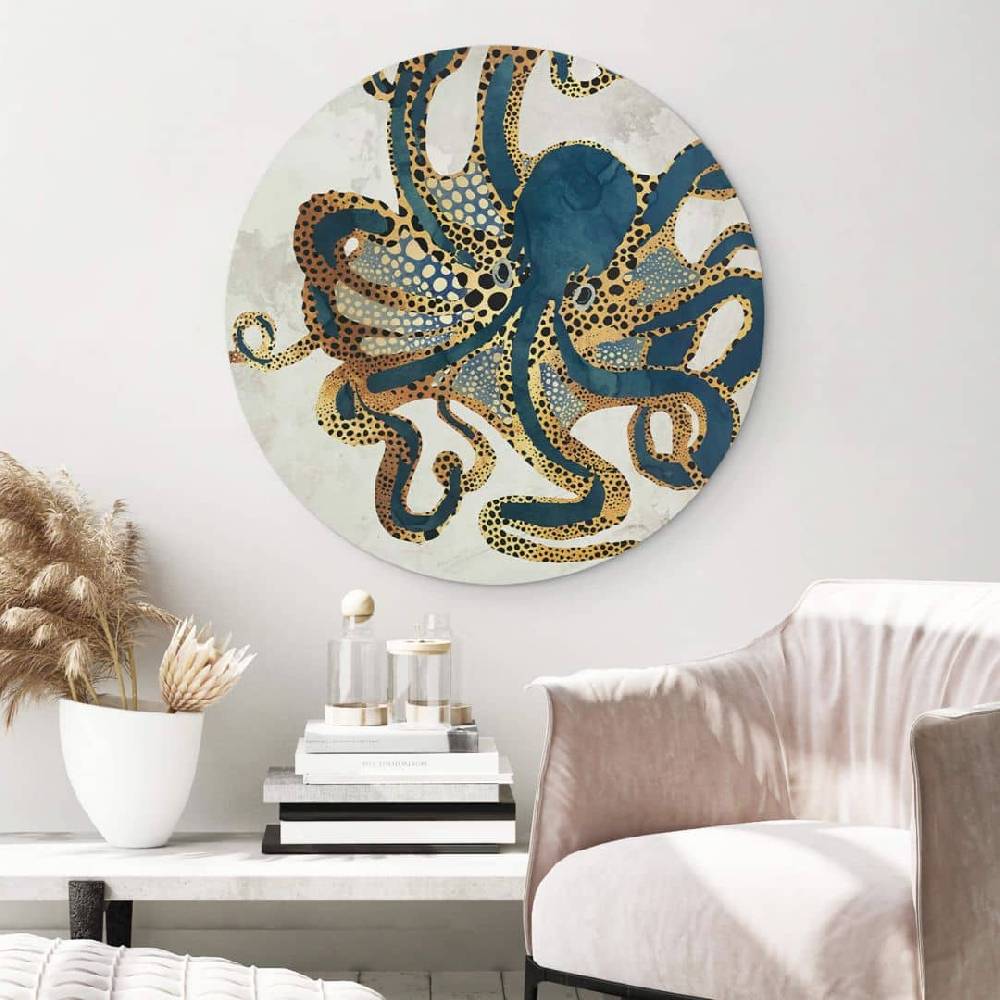 Kaeppel Alu-Dibond SpaceFrog Designs - Goldener Oktopus - Rund Heißer Verkauf
