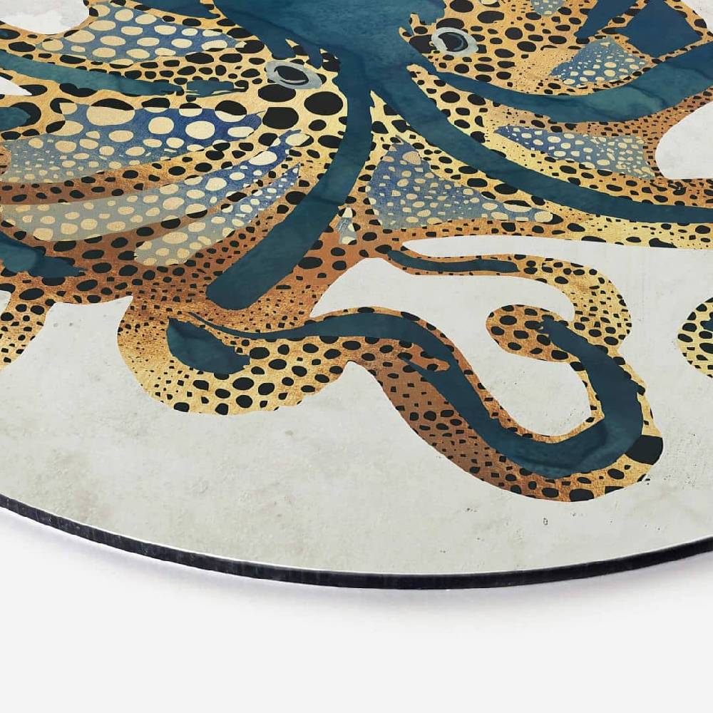 Kaeppel Alu-Dibond SpaceFrog Designs - Goldener Oktopus - Rund Heißer Verkauf
