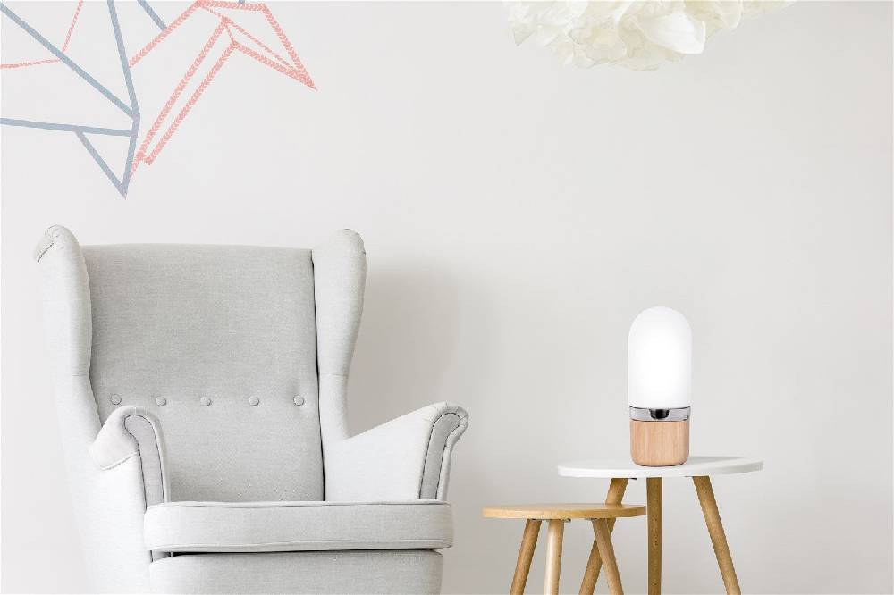 Kayoom Tischlampe Ganro 400 Weiß / Holz Schlussverkauf