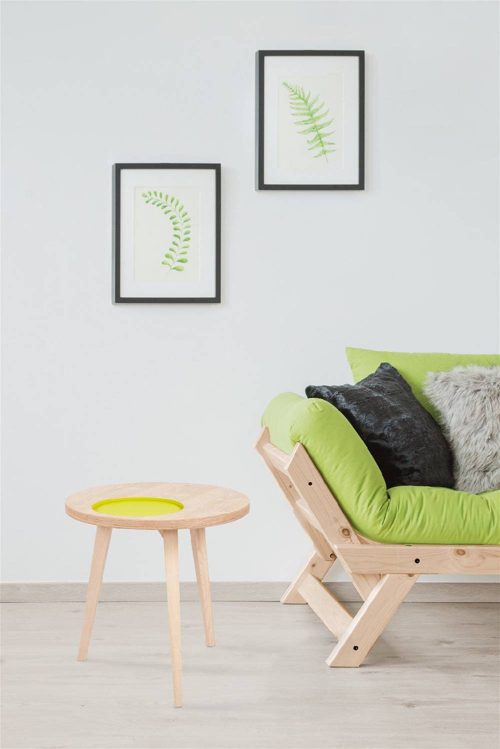 Kayoom Beistelltisch mit Relief (rund) - Beistelltisch Addison II Esche / Grün Tägliche Deals