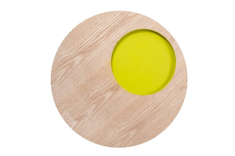 Kayoom Beistelltisch mit Relief (rund) - Beistelltisch Addison II Esche / Grün Tägliche Deals