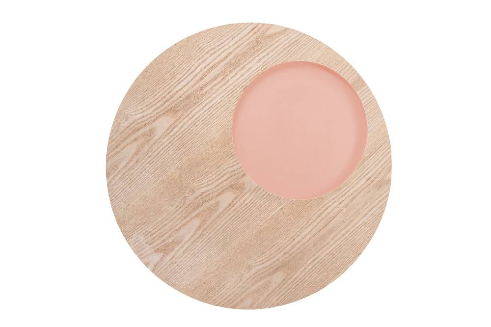 Kayoom Beistelltisch mit Relief (rund) - Beistelltisch Addison III Esche / Rosa Riesige Ersparnisse