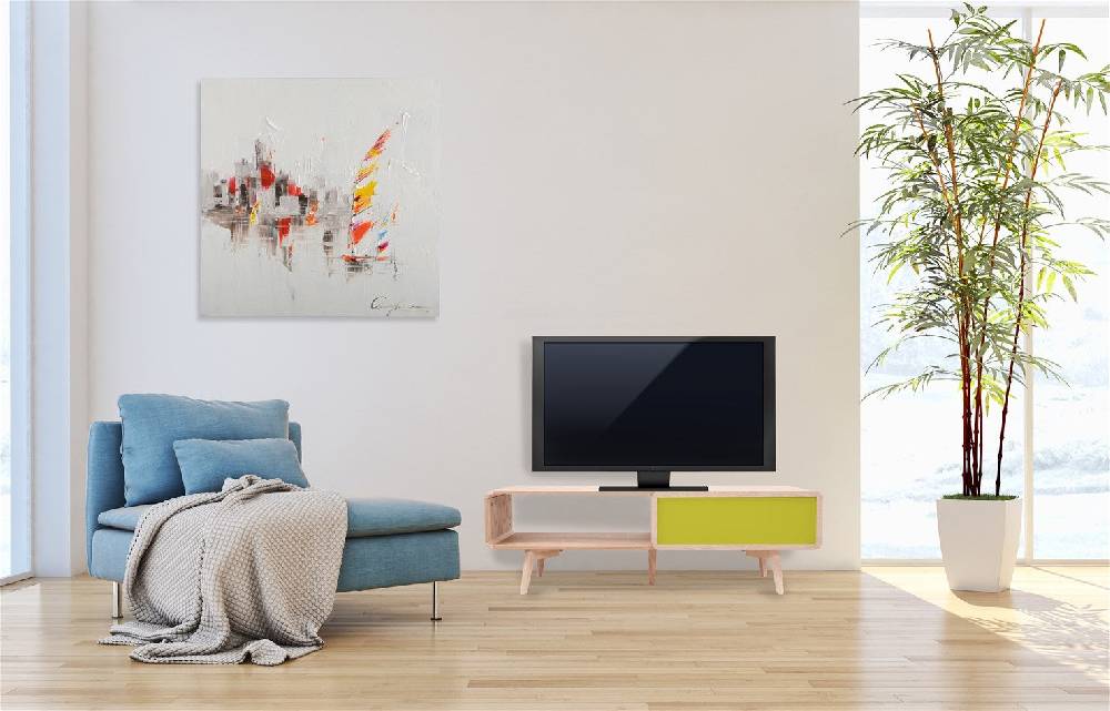 Kayoom Fernsehtisch/Sideboard - TV-Tisch Addison II Esche / Grün Tiefpreis
