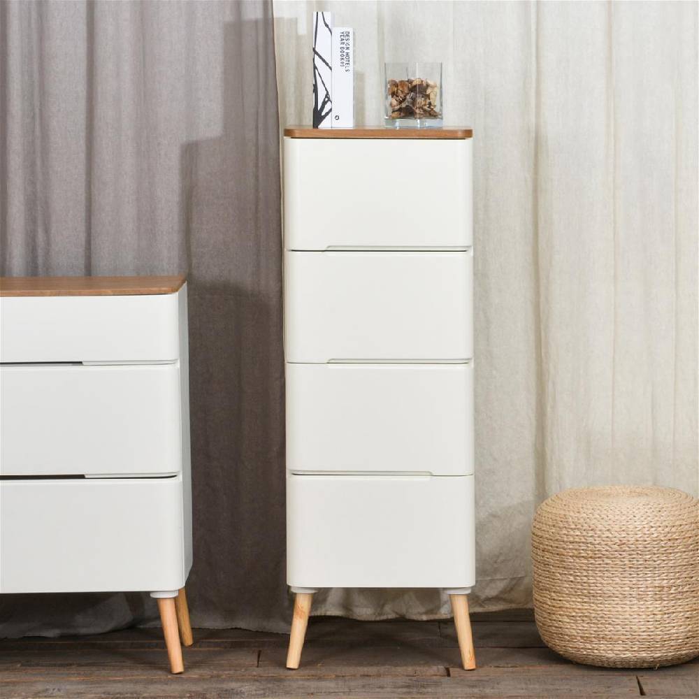 Kayoom Schubladenschrank - Ausziehkommode Madison 610 Weiß / Naturell Begrenzte Freigabe