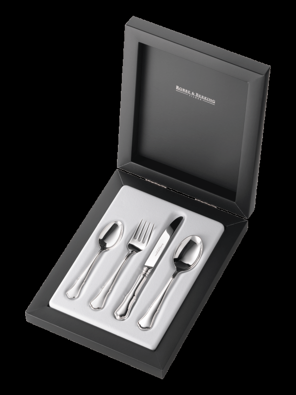Robbe & Berking Alt-Chippendale 4 tlg. Kinderbesteck (925 Sterlingsilber) Kostenloser Versand international