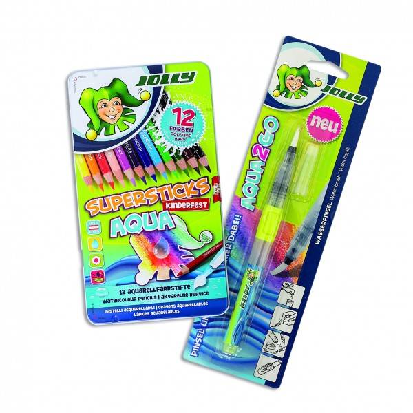 Roth Ideen Set Jolly Supersticks Aqua 12er Etui mit Aqua2Go Wasserpinsel