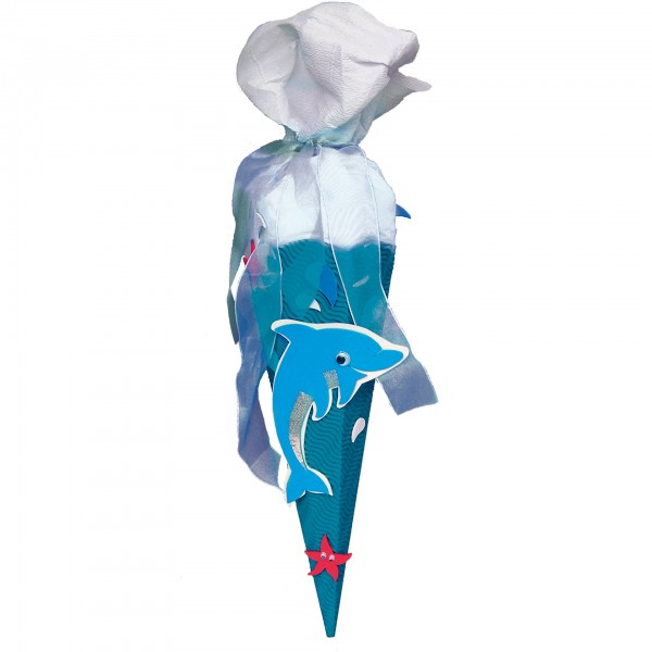 Roth Ideen Bastelset Schultüte 40cm, Delfin, Geschwistertüte