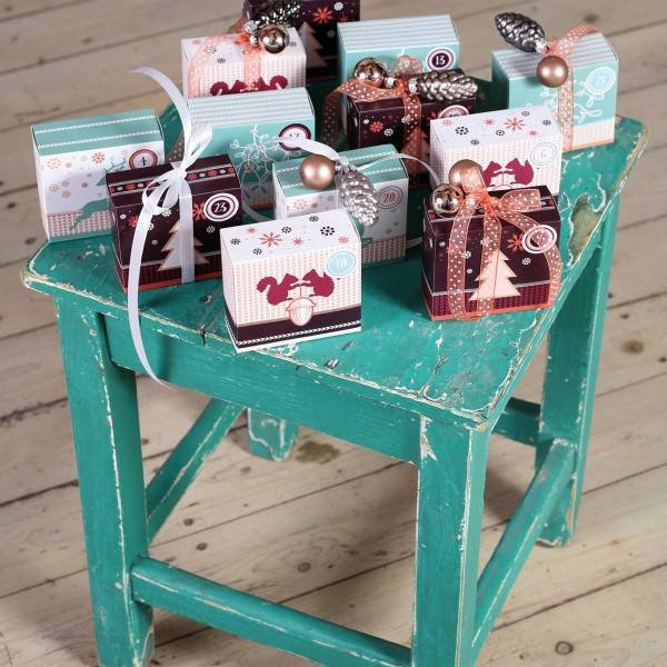 Roth Ideen 24 Adventsboxen "Winterwald" mit 24 Boxen und Zahlenetiketten 1-24 Super Rabatt