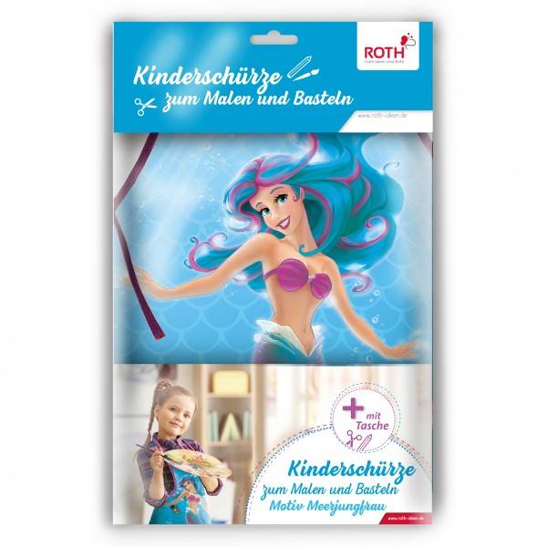 Roth Ideen Kinderschürze, ca. 40x60 cm, zum Malen und Basteln, 100% Polyester, Meerjungfrau Fabrikpreis