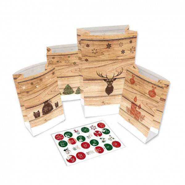Roth Ideen 24 Adventstütchen "Hygge-Style" mit 24 Tütchen und Zahlenetiketten 1-24 Black Friday