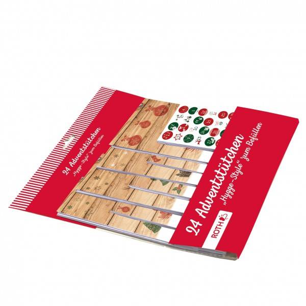 Roth Ideen 24 Adventstütchen "Hygge-Style" mit 24 Tütchen und Zahlenetiketten 1-24 Black Friday