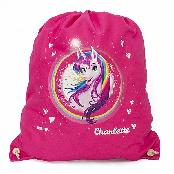 Roth Ideen Turnbeutel Einhornportrait, fuchsia