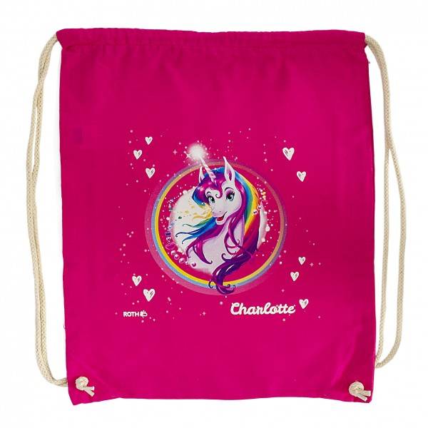 Roth Ideen Turnbeutel Einhornportrait, fuchsia Preisnachlass
