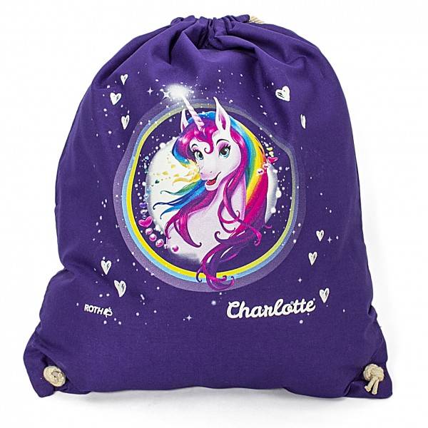 Roth Ideen Turnbeutel Einhornportrait, purple