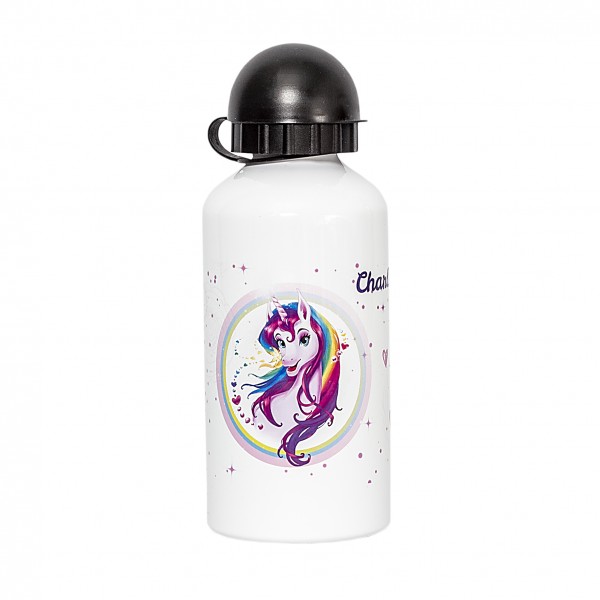 Roth Ideen Trinkflasche Einhornportrait, weiß, Aluminium, 500 ml