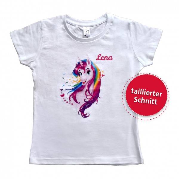 Roth Ideen Kinder T-Shirt Einhornportrait, white - (130-140)