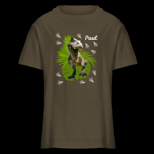 Roth Ideen Kinder T-Shirt Tyrannosaurus, army - (130-140)
