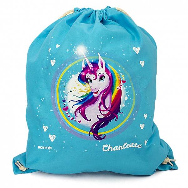 Roth Ideen Turnbeutel Einhornportrait, surf blue