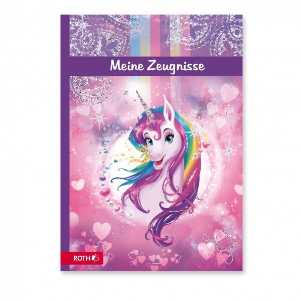 Roth Ideen Zeugnismappe Einhornportrait mit Glitzer