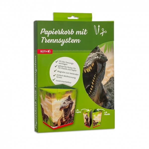 Roth Ideen Faltbarer Papierkorb mit Trennsystem, Tyrannosaurus Saisonschlussverkauf