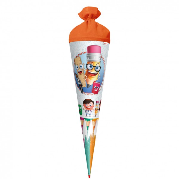 Roth Ideen Motiv-Schultüte, Schulfreunde, 70 cm, rund, Rot(h)-Spitze, Filzverschluss