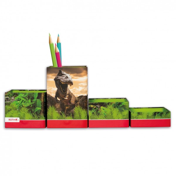 Roth Ideen Stifteköcher Set mit 4 faltbaren Boxen, Tyrannosaurus Wochenangebot