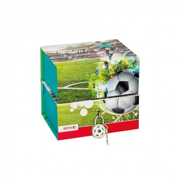 Roth Ideen Spardose mit 2 getrennten Boxen, mit Magnet und Vorhängeschloss, Fußballstar Begrenzte Freigabe