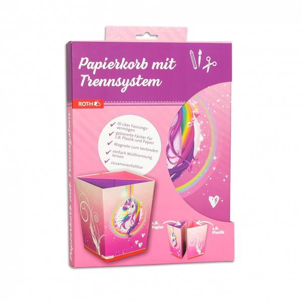 Roth Ideen Faltbarer Papierkorb mit Trennsystem, Einhornportrait 50% Rabatt für begrenzte Zeit