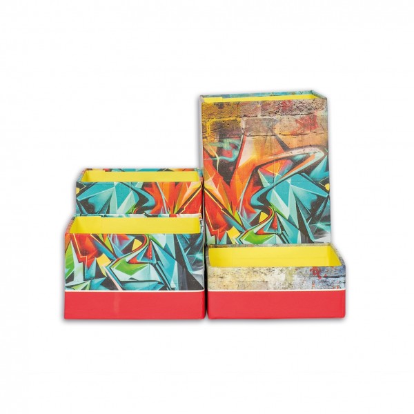 Roth Ideen Stifteköcher Set mit 4 faltbaren Boxen, Graffiti Rabatte dieses Monats