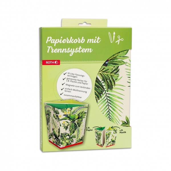 Roth Ideen Faltbarer Papierkorb mit Trennsystem, Dschungel Outlet