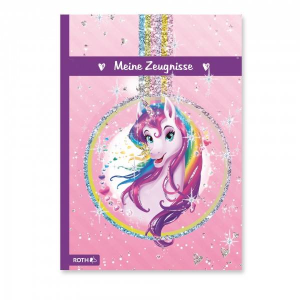 Roth Ideen Zeugnismappe Einhornportrait mit Glitzer