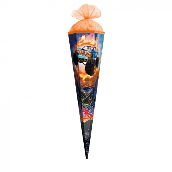 Roth Ideen Geschenk Schultüte klein 50cm, Monstertruck Fire eckig