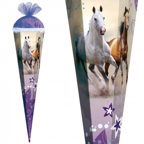 Roth Ideen Schultüte groß 85cm, Wildpferde mit Glitzerborte Kostenloser Versand international
