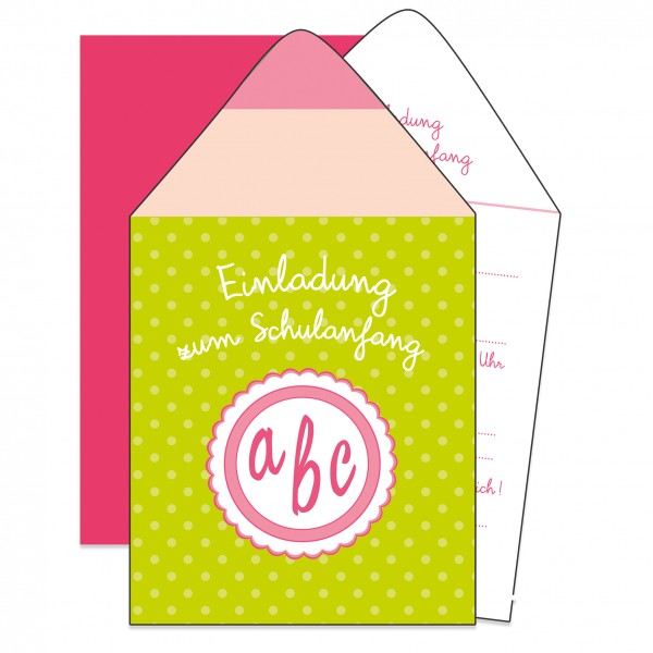 Roth Ideen Schulanfangs-Serie Hurra, 1. Klasse! Einladungskarte Stift pink
