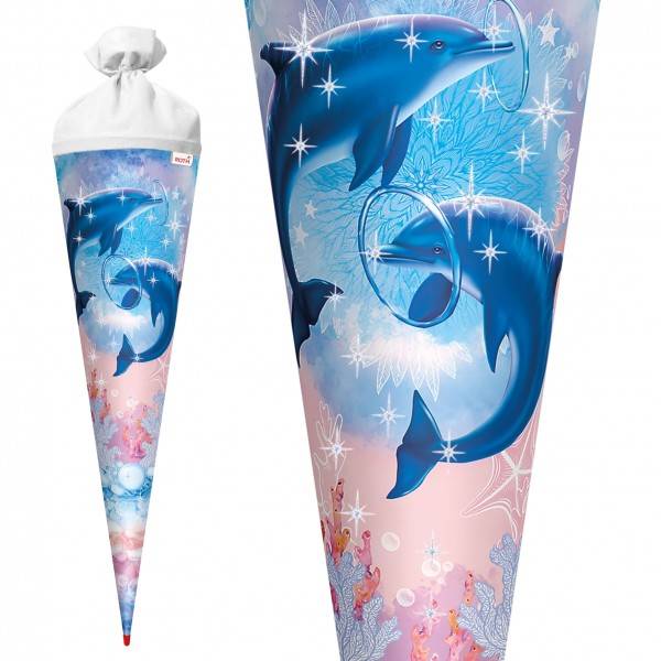 Roth Ideen Schultüte groß 70cm, Delfine mit Glitter Nur für heute