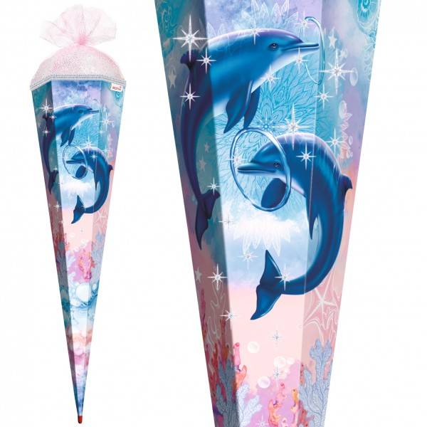 Roth Ideen Schultüte groß 85cm, Delfine mit Glitter Sonderangebot der Fabrik