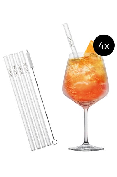Schott Zwiesel After Work Drinks Set - 4 Cocktailgläser, 4 Trinkhalme, 1 Baumwollbürste