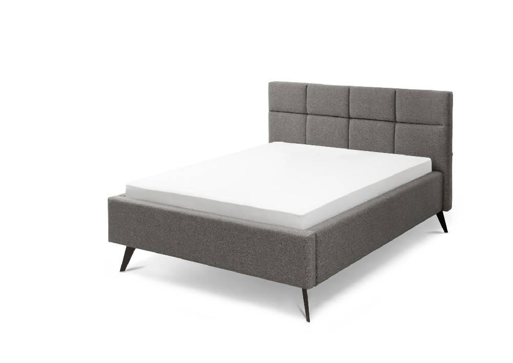 set one by Musterring Bett Cary inkl. Rost + Matratze 140x200 cm 100% Polyester dunkelgrau | Hotsell