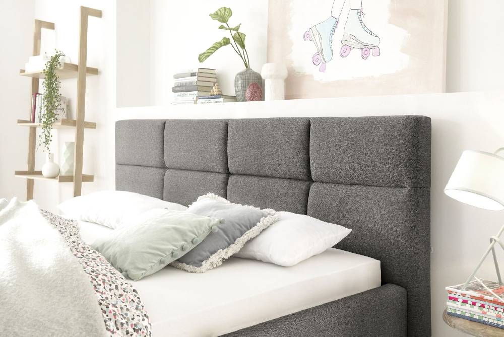 set one by Musterring Bett Cary inkl. Rost + Matratze 140x200 cm 100% Polyester dunkelgrau | Hotsell