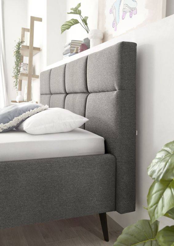 set one by Musterring Bett Cary inkl. Rost + Matratze 140x200 cm 100% Polyester dunkelgrau | Hotsell