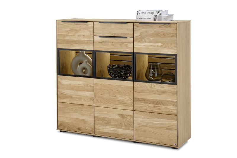 set one by Musterring Highboard Jackson Massivholz natur | Großer Ausverkauf