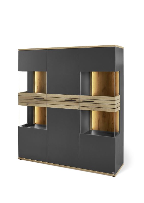 set one by Musterring Vitrine Quincy Anthrazit grau | Vatertagsangebot