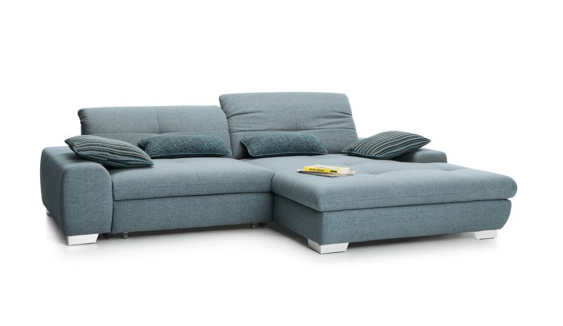 set one by Musterring Ecksofa SO 1200 Vorschlag 1 Sitzkomfort Standard,Armlehne B,Fuß C 250 (H 6,5 cm) Chrom,GBA 6 blau | Angebote