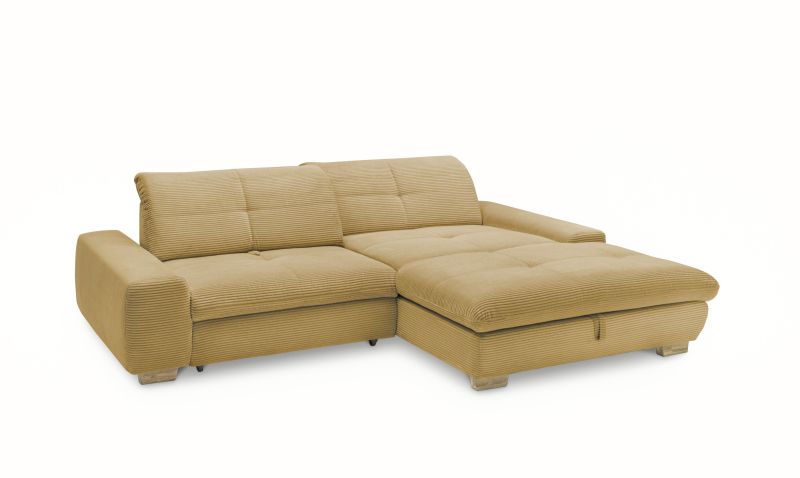 set one by Musterring Ecksofa SO 1200 Cord, Bettfunktion- und Kasten Fuß H 256 (H 6,5 cm) Eiche 400, geölt,Sitzkomfort Standard,Armlehne B,GCT 95 honey yellow gelb | im Angebot