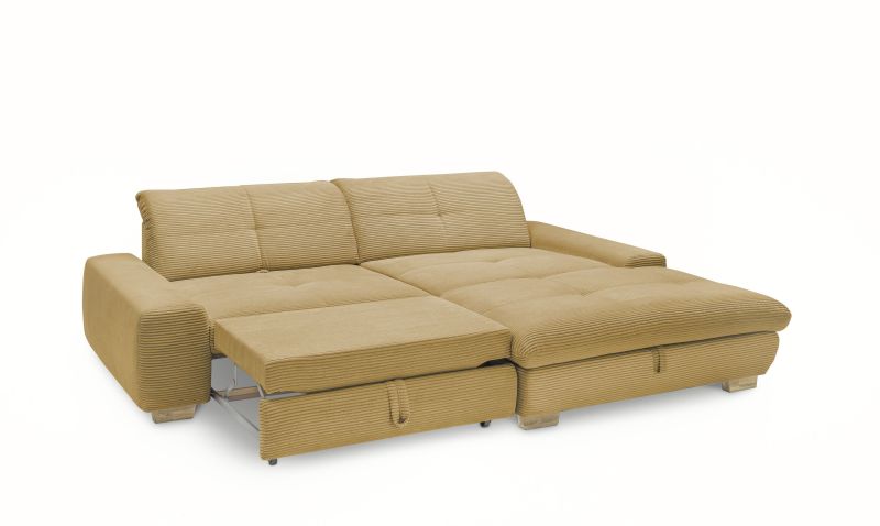 set one by Musterring Ecksofa SO 1200 Cord, Bettfunktion- und Kasten Fuß H 256 (H 6,5 cm) Eiche 400, geölt,Sitzkomfort Standard,Armlehne B,GCT 95 honey yellow gelb | im Angebot