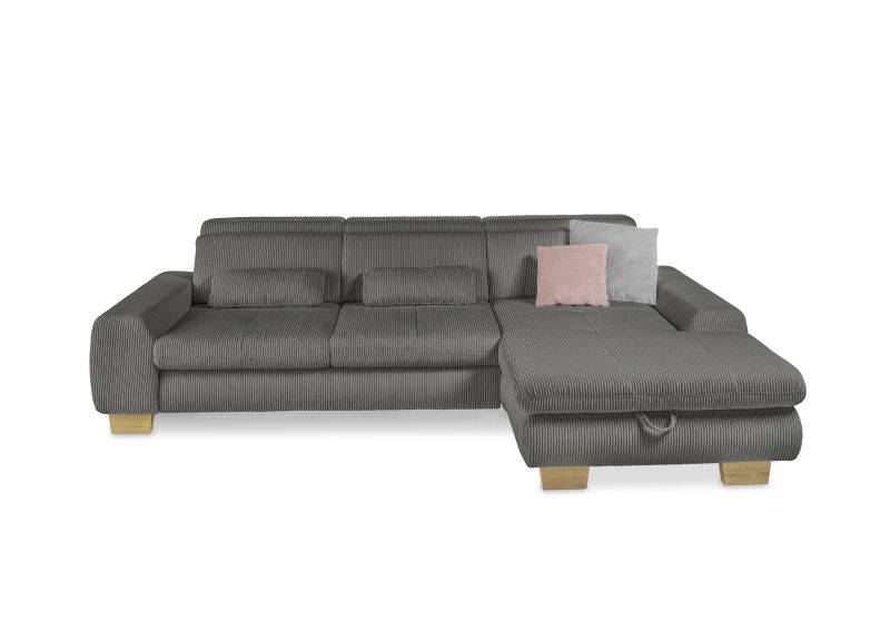 set one by Musterring Ecksofa SO 3400 Vorschlag 2 mit Kopfteilverstellung Nein / Keine Auswahl,Cord lind,Holzfuß, H 13 cm, Buche, Dekofurnier Eiche bianco grau | Blitzverkäufe