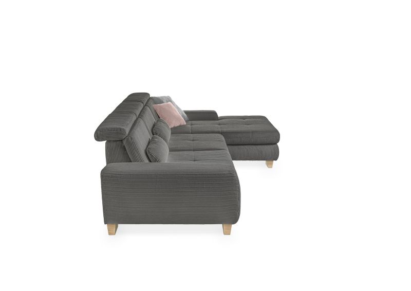 set one by Musterring Ecksofa SO 3400 Vorschlag 2 mit Kopfteilverstellung Nein / Keine Auswahl,Cord lind,Holzfuß, H 13 cm, Buche, Dekofurnier Eiche bianco grau | Blitzverkäufe