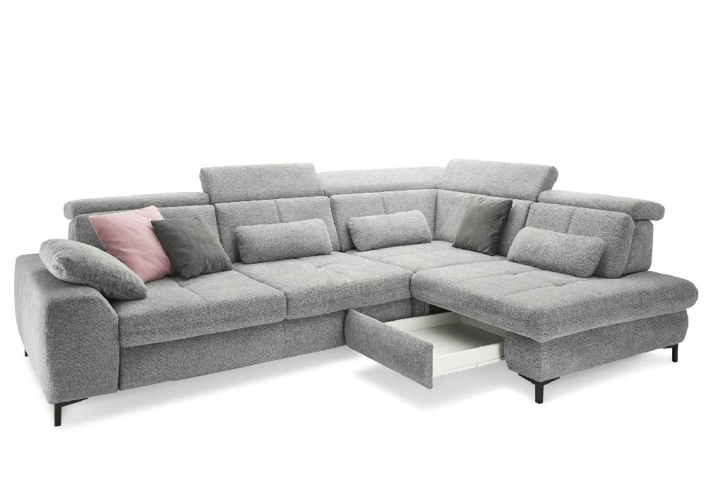 set one by Musterring Ecksofa SO 3400 Vorschlag 1 mit Schubkasten Metallfuß, H 11 cm, schwarz pulverbeschichtet,Nein / Keine Auswahl,Famosa grey grau | Kostenloser Versand